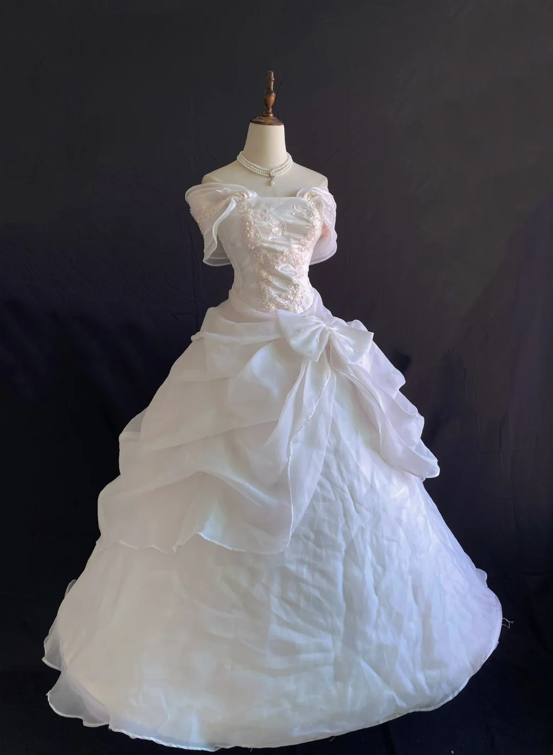Sweety Ball Gown Off The Shoulder Light Pink Organza Long With Lace Quince Dress inspo Quinceanera Dresses Sweet 16 Outfit RB7889