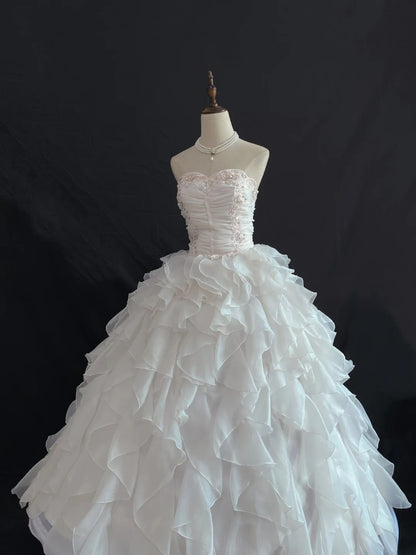 Sweety Ball Gown Sweetheart Light Pink Chiffon Long With Lace Tier Layers Quince Dress inspo Quinceanera Dresses Sweet 16 Outfit RB7890