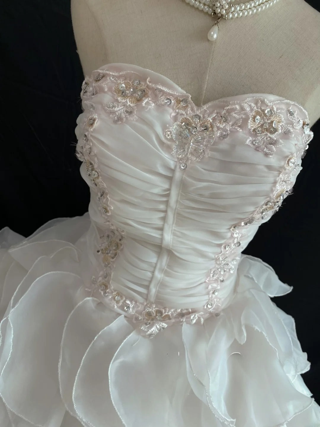 Sweety Ball Gown Sweetheart Light Pink Chiffon Long With Lace Tier Layers Quince Dress inspo Quinceanera Dresses Sweet 16 Outfit RB7890