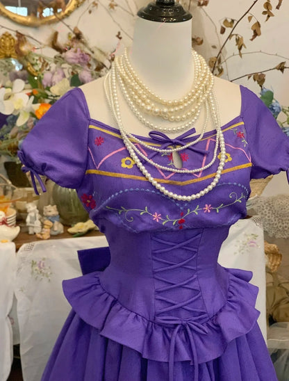 Prom Dress Elegant Ball Gown Purple With Embroidery Satin Formal Evening Gown for Graduation Party RB9435
