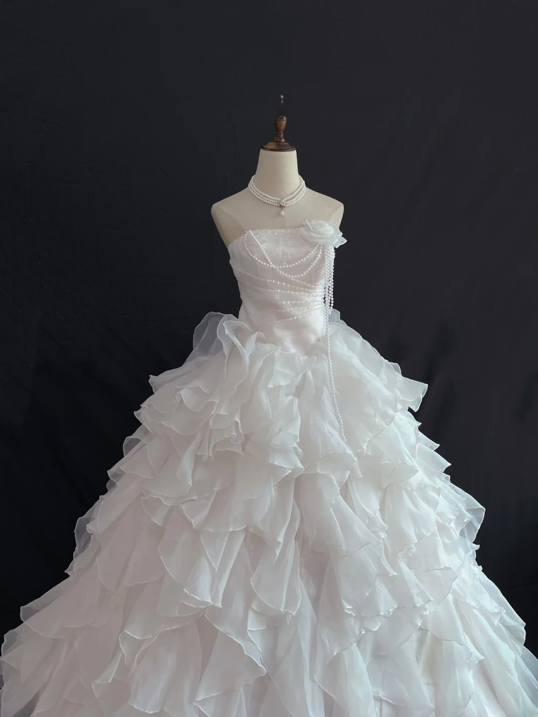 Sweety Ball Gown Strapless Light Pink Organza Long With Tiered Quince Dress inspo Quinceanera Dresses Formal Birthday Outfit RB7894