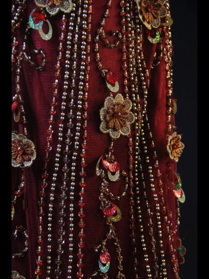 Vintage A Line Sweetheart Burgundy 80s With Beaded Appliqued Bodice Long Prom Max Dresses Inspo 18th Birthday Outfit Formal Dress For Women AS438