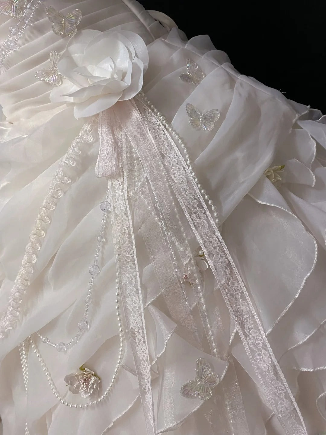 Sweety Ball Gown Sweetheart Light Pink Butterfly Long With Tiered Quince Dress inspo Quinceanera Dresses Formal Birthday Outfit RB7895