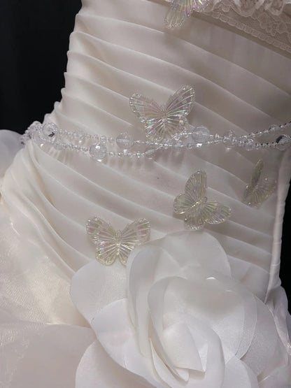 Sweety Ball Gown Sweetheart Light Pink Butterfly Long With Tiered Quince Dress inspo Quinceanera Dresses Formal Birthday Outfit RB7895