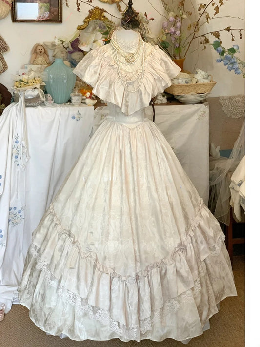 Vintage Wedding Dress White Ball Gown High Neck Lace With Sleeves Bridal Gown for Big Day RB9437