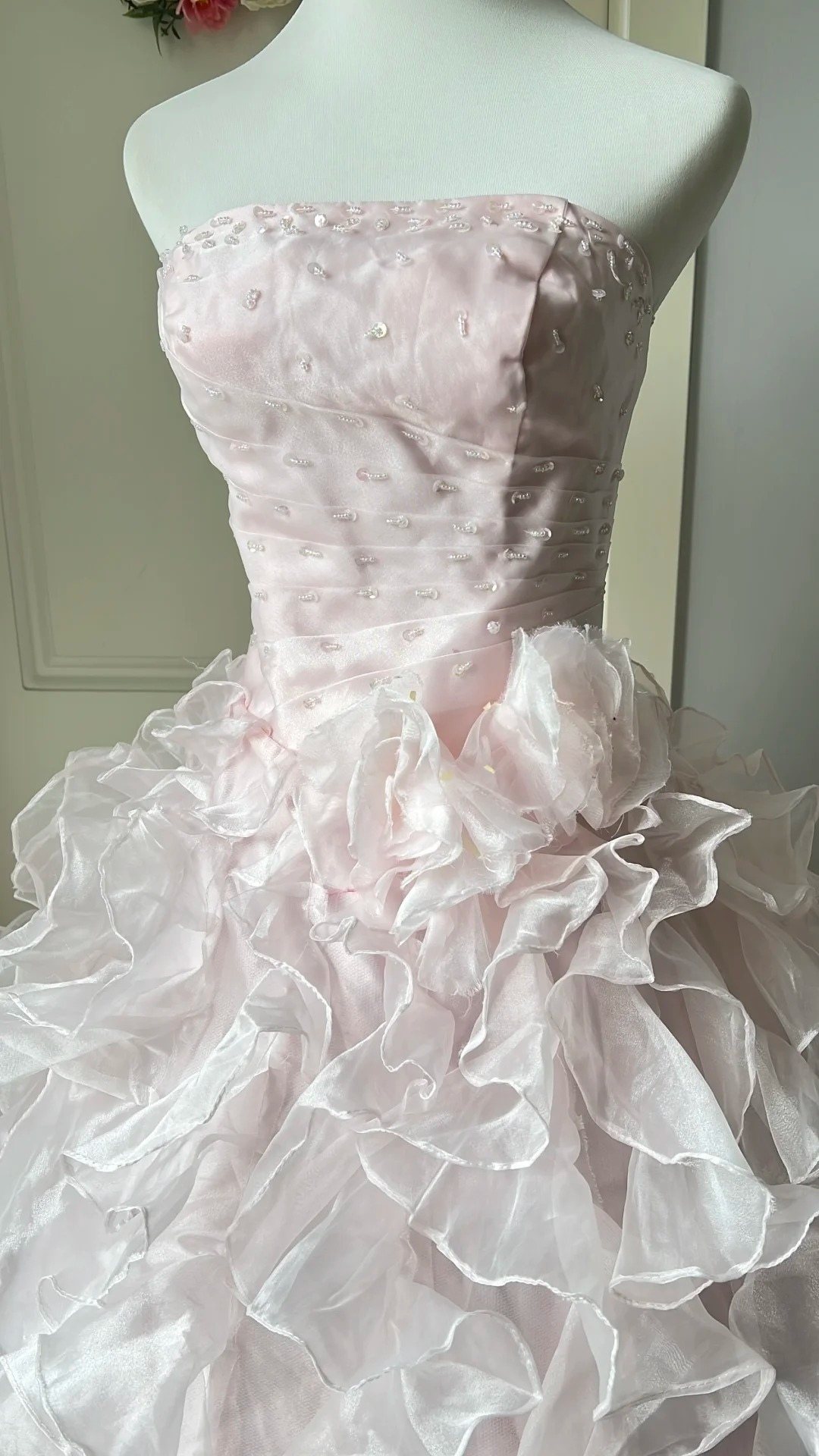 Sweet 15 Dress Quinceanera Dresses Ball Gown Strapless Light Pink With Tiered Layers Long 16th Birthday Outfits RC0758