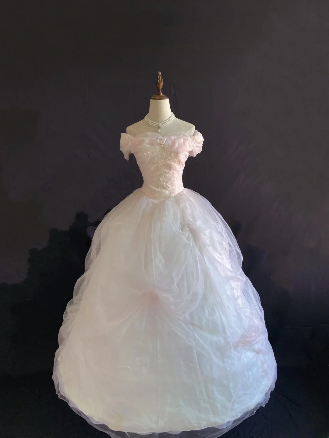 Sweety Ball Gown Off The Shoulder Light Pink Lace Long With Ruffled Quince Dress inspo Quinceanera Dresses Formal Birthday Outfit RB7896