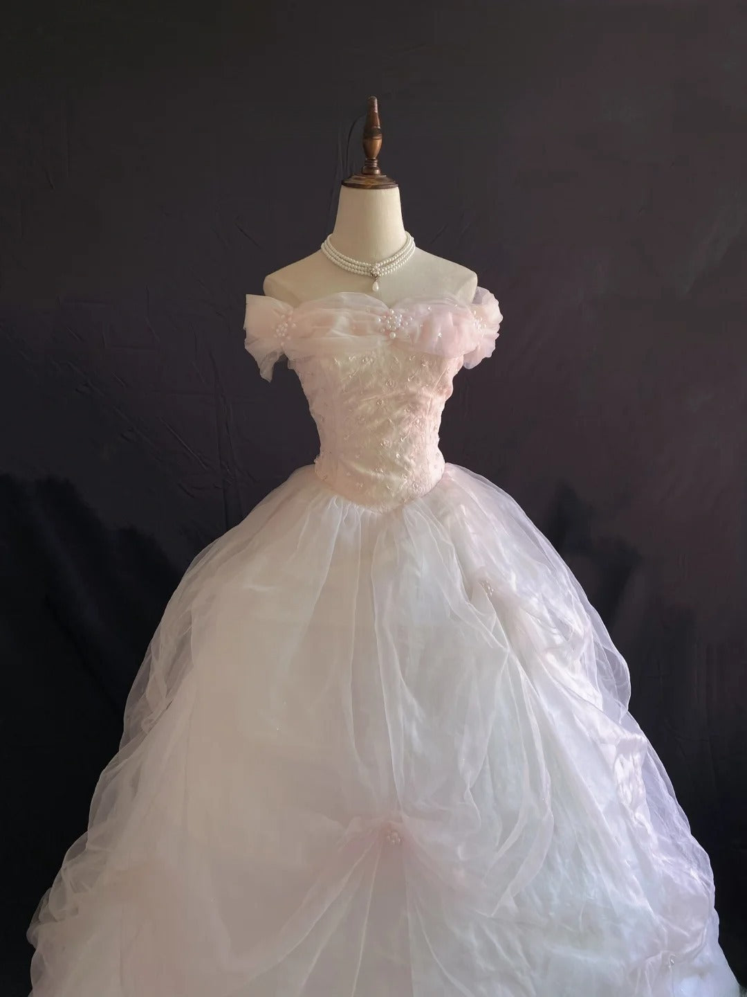 Sweety Ball Gown Off The Shoulder Light Pink Lace Long With Ruffled Quince Dress inspo Quinceanera Dresses Formal Birthday Outfit RB7896