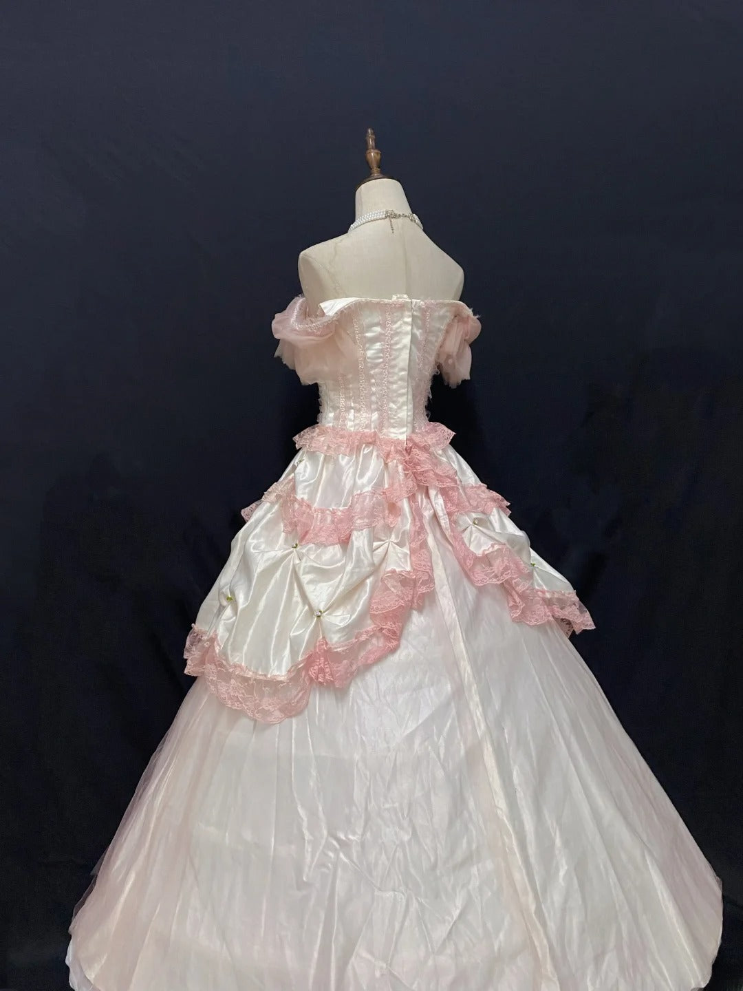 Cute Ball Gown Off The Shoulder Pink Tulle Long With Lace Quince Dress inspo Quinceanera Dresses Formal 18th Birthday Outfit RB7902