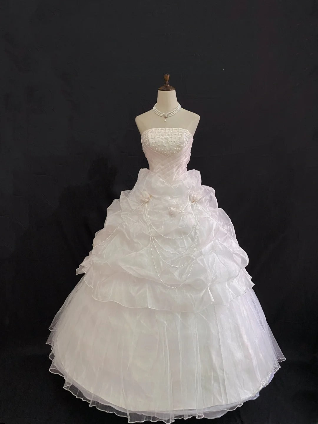 Aesthetic Ball Gown Strapless Pink Tulle Long With Beading Quince Dress inspo Quinceanera Dresses Formal 18th Birthday Outfit RB7906