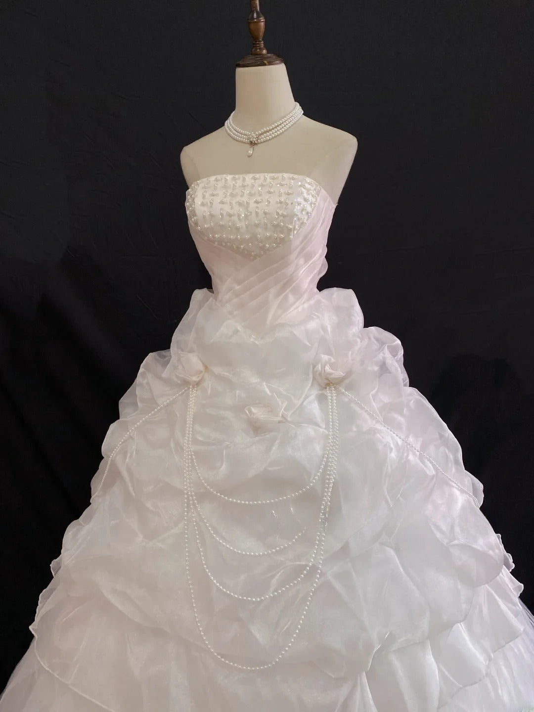 Aesthetic Ball Gown Strapless Pink Tulle Long With Beading Quince Dress inspo Quinceanera Dresses Formal 18th Birthday Outfit RB7906