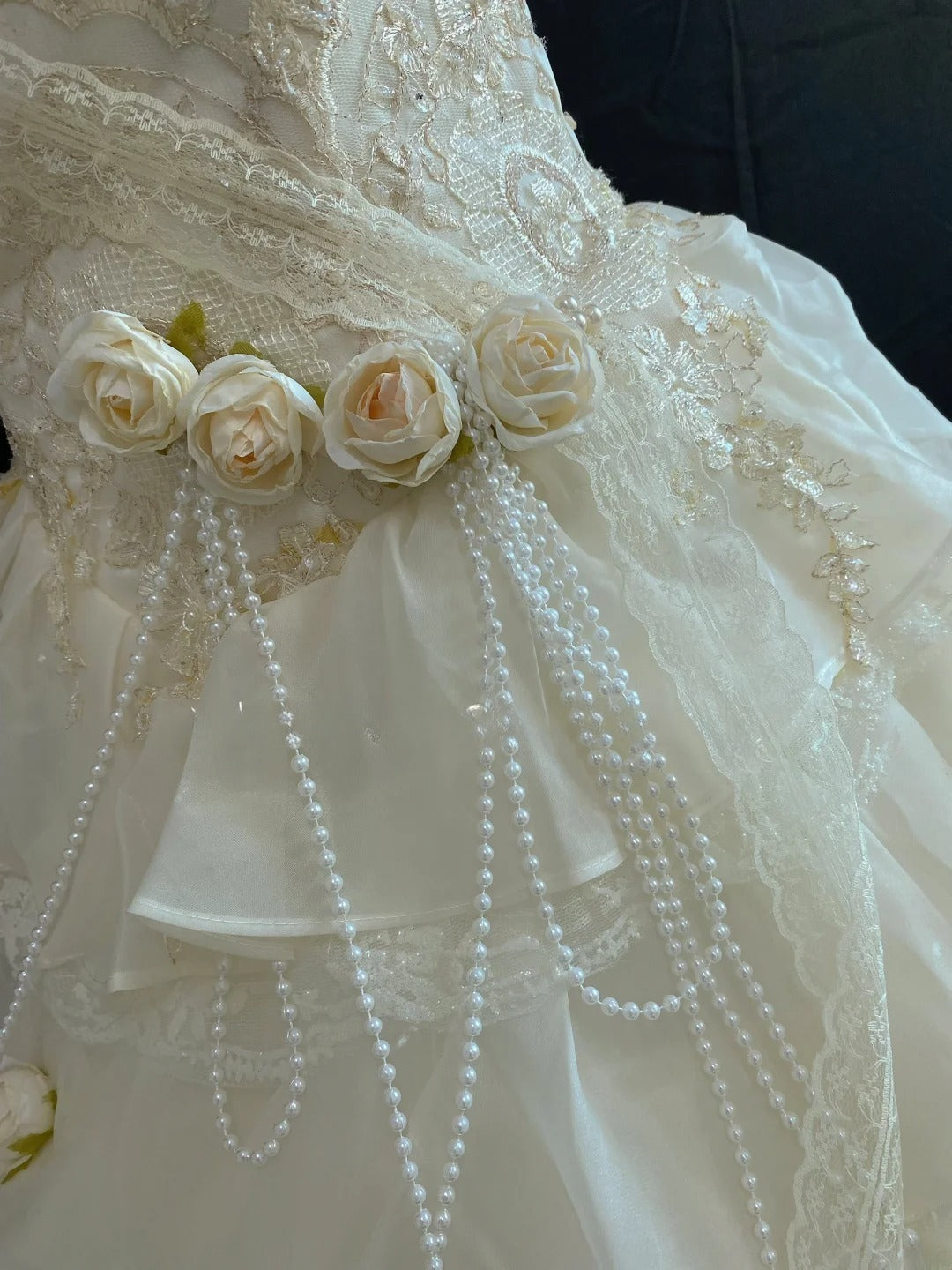 Aesthetic Ball Gown Strapless Organza Long With Tiered Layers Appliqued Quince Dress inspo Quinceanera Dresses Formal 18th Birthday Outfit RB7908