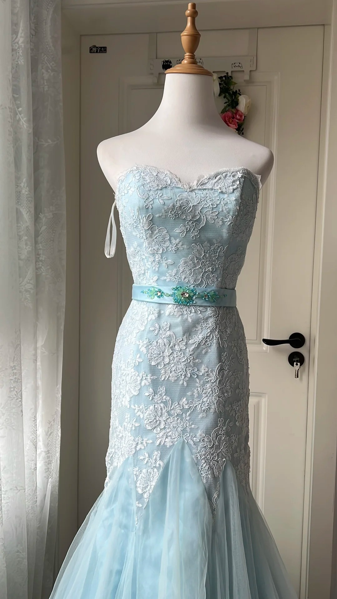 Elegant Prom Dresses Mermaid Sweetheart Lace Tulle Long Graduation Dance Outfits RC0771