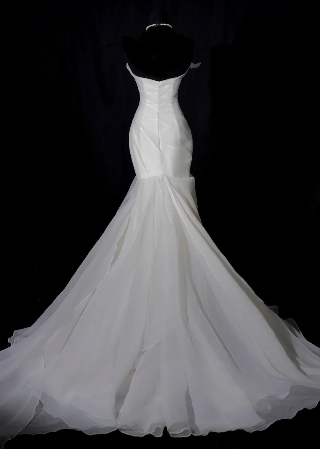 Modest Long Wedding Dresses Mermaid Strapless Chiffon Style for Bride With Pleated Bodice Train Bridal Dresses AS457