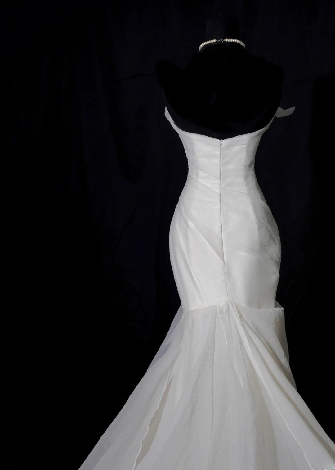 Modest Long Wedding Dresses Mermaid Strapless Chiffon Style for Bride With Pleated Bodice Train Bridal Dresses AS457