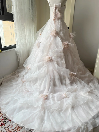 Ideen für Sweet 16 Kleider Ballkleid One-Shoulder Hellrosa mit Blumen Ballkleid Sweet Sixteen Kleider für den 16. Geburtstag RC0775