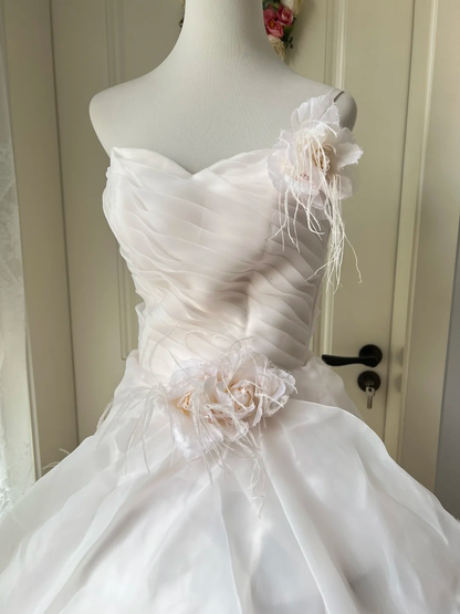 Ideen für Sweet 16 Kleider Ballkleid One-Shoulder Hellrosa mit Blumen Ballkleid Sweet Sixteen Kleider für den 16. Geburtstag RC0775