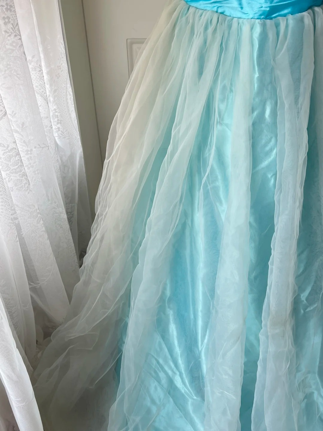 Elegant Prom Dresses Mermaid Strapless Blue Tulle Long Graduation Dance Outfits RC0777