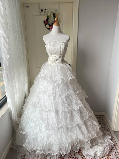Sweet 16 Dress Ideas Ball Gown Strapless White With Tiered Layers Train Ball Gown Sweet Sixteen 16th Birthday Dresses RC0780