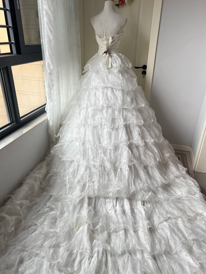 Sweet 16 Dress Ideas Ball Gown Strapless White With Tiered Layers Train Ball Gown Sweet Sixteen 16th Birthday Dresses RC0780