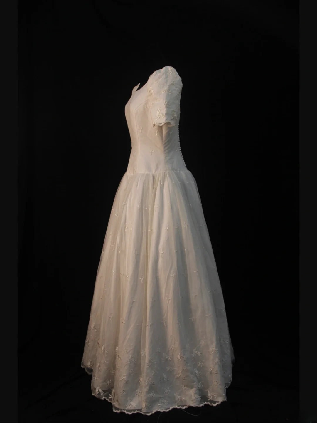 Robe de mariée rétro années 50, coupe bateau, manches courtes, tulle, tailles petites et grandes, idéale pour un mariage d'été (AS466)
