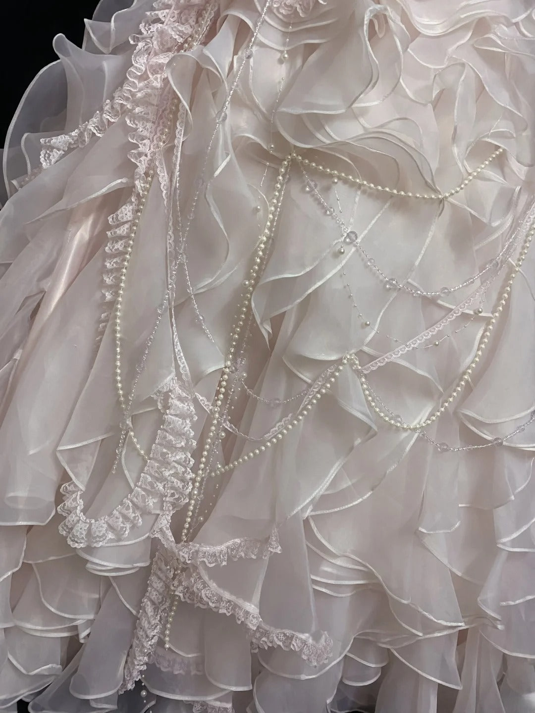 Vintage 90s Mermaid Sweetheart Chiffon With Tiered Layers Pink Lace Long Prom Dresses Formal Outfit Evening Night Dress RB7926