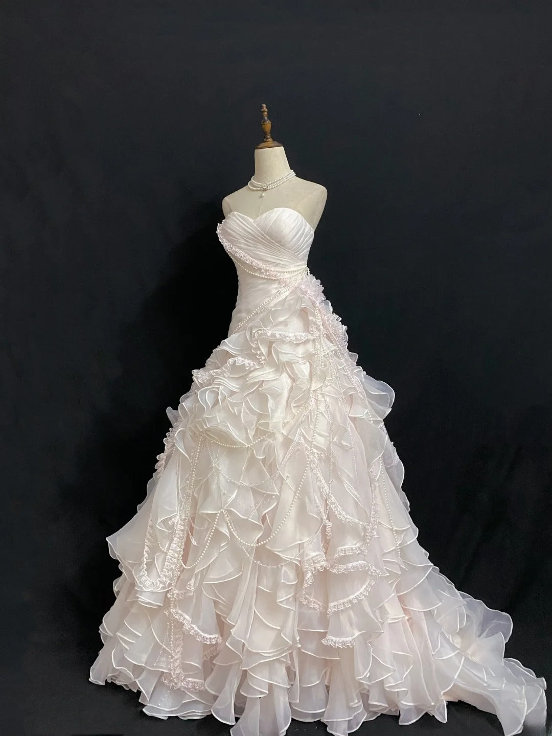 Vintage 90s Mermaid Sweetheart Chiffon With Tiered Layers Pink Lace Prom Dresses Formal Outfit Evening Night Dress RB7925