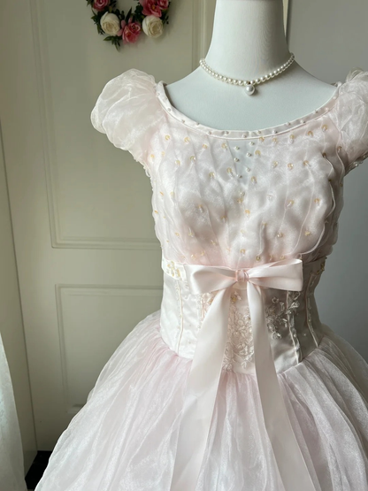 Ideen für Sweet 16 Kleider Ballkleid U-Boot-Ausschnitt Hellrosa mit Ärmeln Ballkleid Sweet Sixteen 16. Geburtstag Kleider RC0785