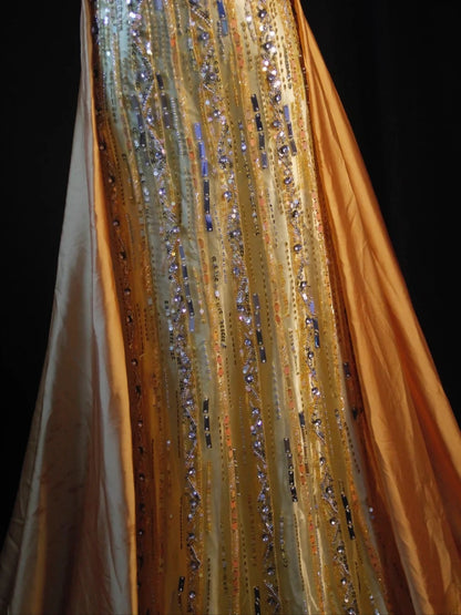 Retro-80er-Jahre-A-Linien-Kleid aus gelbem Tüll mit Perlenstickerei, trägerlos, langes Ballkleid, Inspiration für den 22. Geburtstag, formelles Kleid AS472