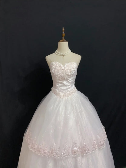 Princesses Ball Gown Sweetheart Tulle Long With Appliqued Lace Quince Dress inspo Quinceanera Dresses Formal 16th Birthday Outfit RB7930