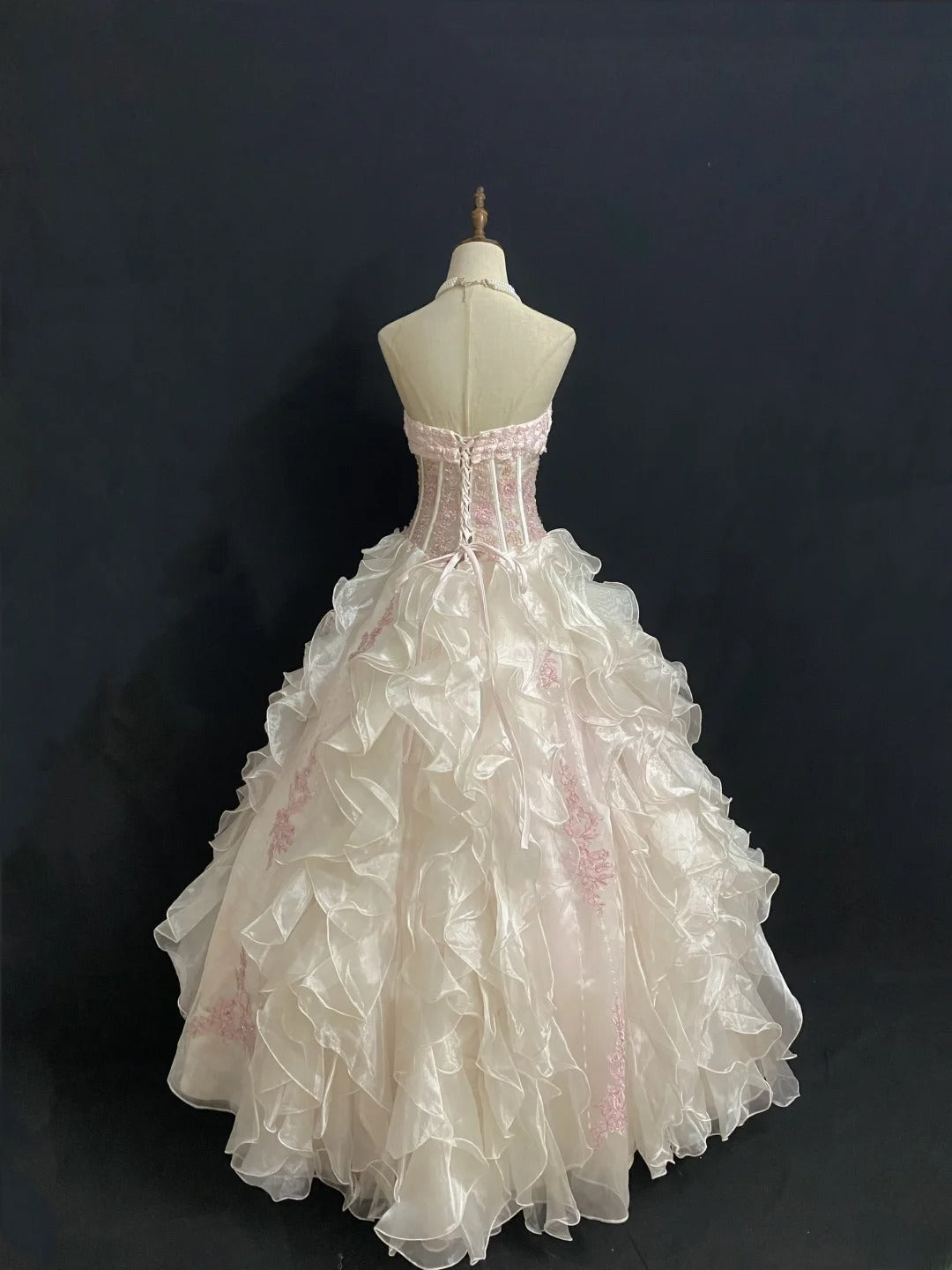 Princesses Fairytale Ball Gown Strapless Light Pink With Tiered Layers Appliqued Quince Dress Quinceanera Dresses Formal 16th Birthday Outfit RB7933