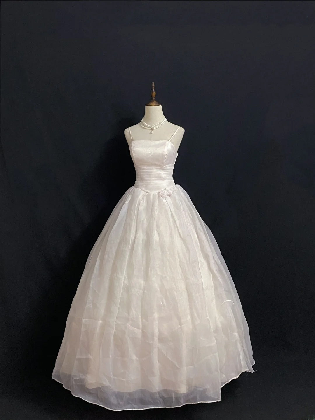 Aesthetic Ball Gown Spaghetti Straps Light Pearl Pink Long With 3D Flowers Long Quince Dress Quinceanera Dresses Formal Birthday Outfits RB7936