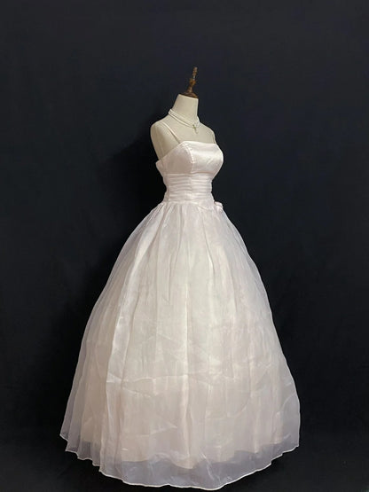 Aesthetic Ball Gown Spaghetti Straps Light Pearl Pink Long With 3D Flowers Long Quince Dress Quinceanera Dresses Formal Birthday Outfits RB7936