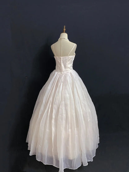 Aesthetic Ball Gown Spaghetti Straps Light Pearl Pink Long With 3D Flowers Long Quince Dress Quinceanera Dresses Formal Birthday Outfits RB7936