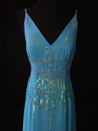 Vintage Mermaid V Neck Royal Blue Chiffon 90s With Beadings Prom Max Dresses Inspo 19th Birthday Outfit Formal Dress For Women AS483