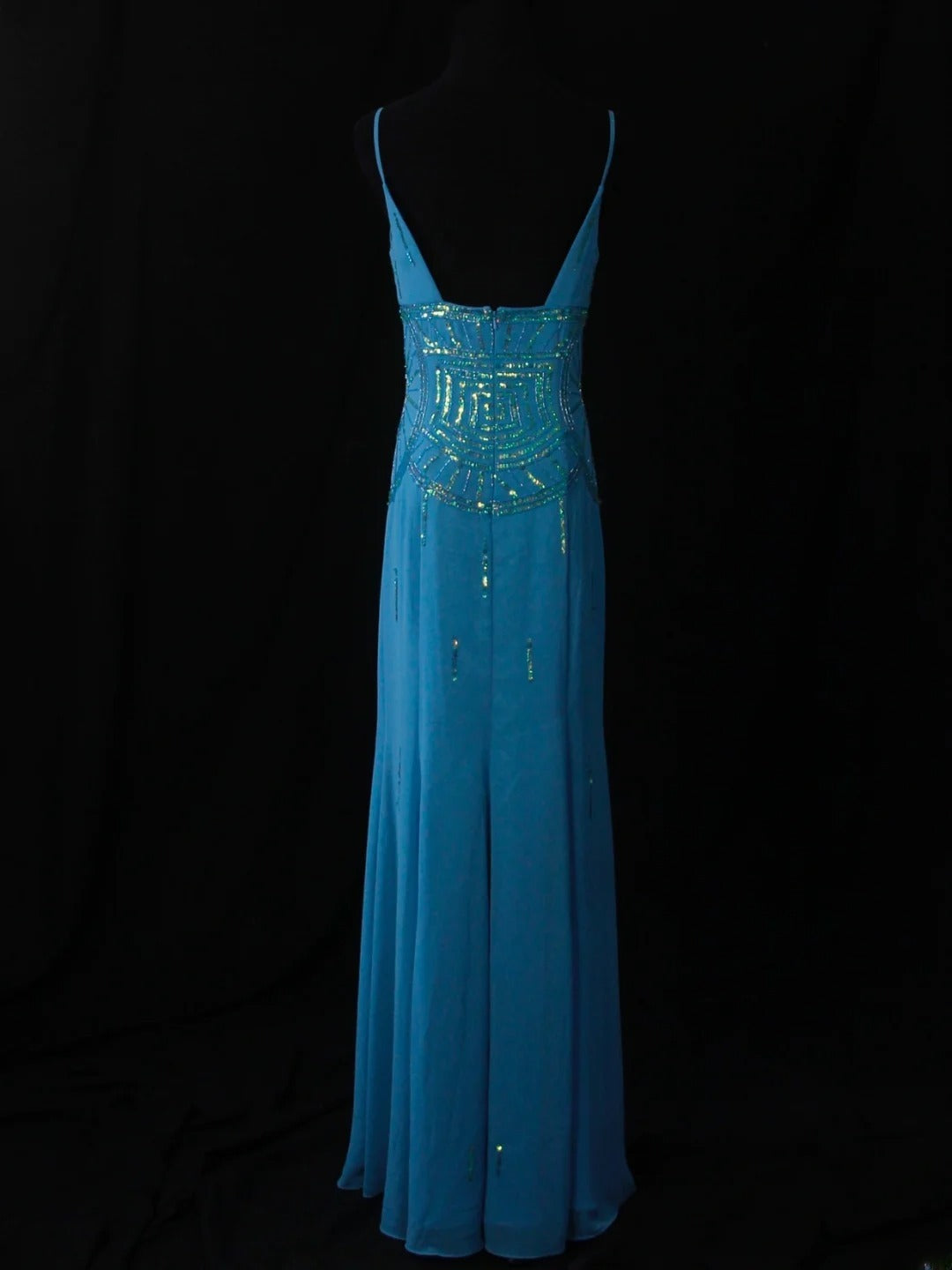 Vintage Mermaid V Neck Royal Blue Chiffon 90s With Beadings Prom Max Dresses Inspo 19th Birthday Outfit Formal Dress For Women AS483