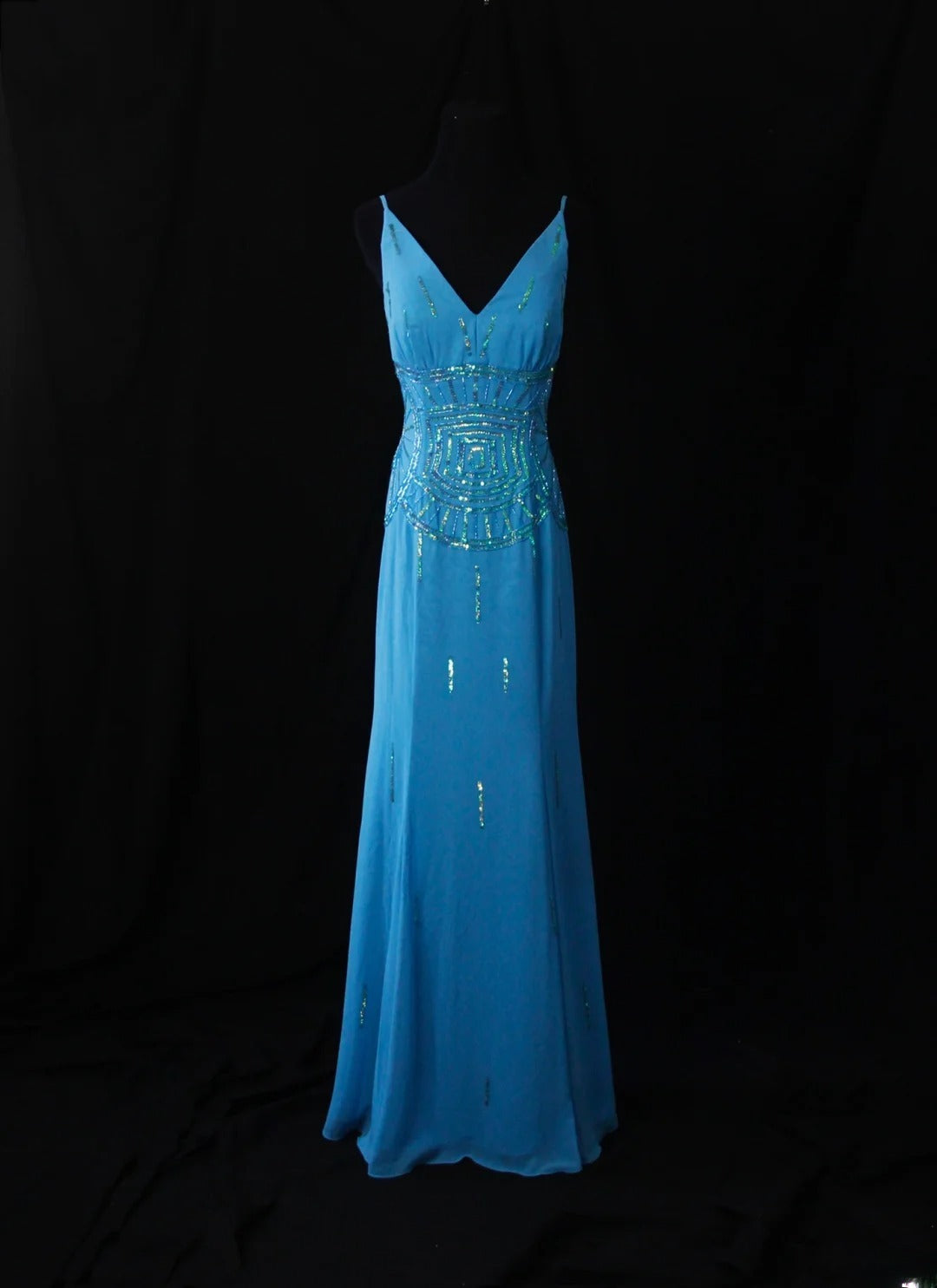 Vintage Mermaid V Neck Royal Blue Chiffon 90s With Beadings Prom Max Dresses Inspo 19th Birthday Outfit Formal Dress For Women AS483