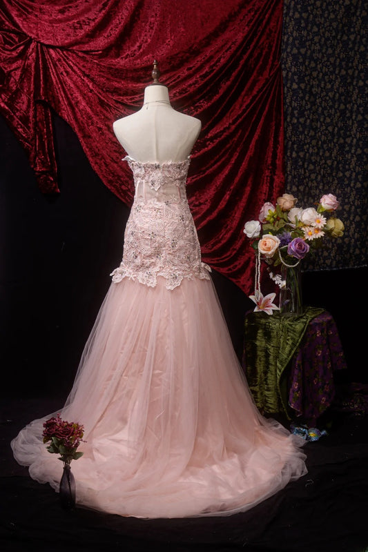 Classic Mermaid Sweetheart Pink Tulle Long Prom Dresses Inspiration Party Senior Dance Formal Dresses RB8636