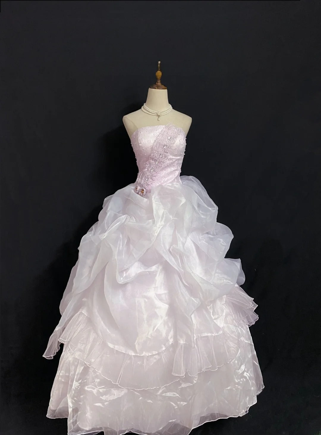 Princesses Fairytale Ball Gown Strapless Lilac With Flowers Tiered Quince Dress Quinceanera Dresses Formal 16th Birthday Outfit RB7950