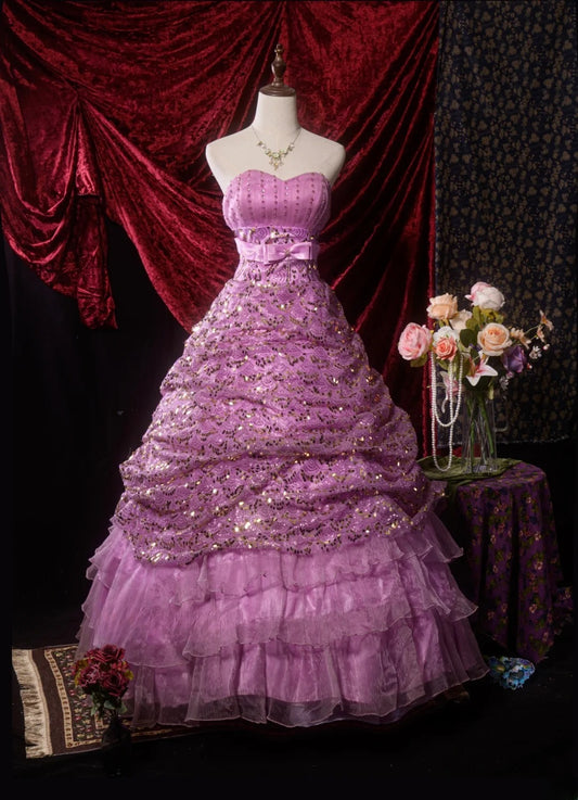Pretty Ball Gown Sweetheart Lilac With Sequin Long Quinceanera Dresses For Sweet 15 15 Anos Gown Formal Outfits RB8639