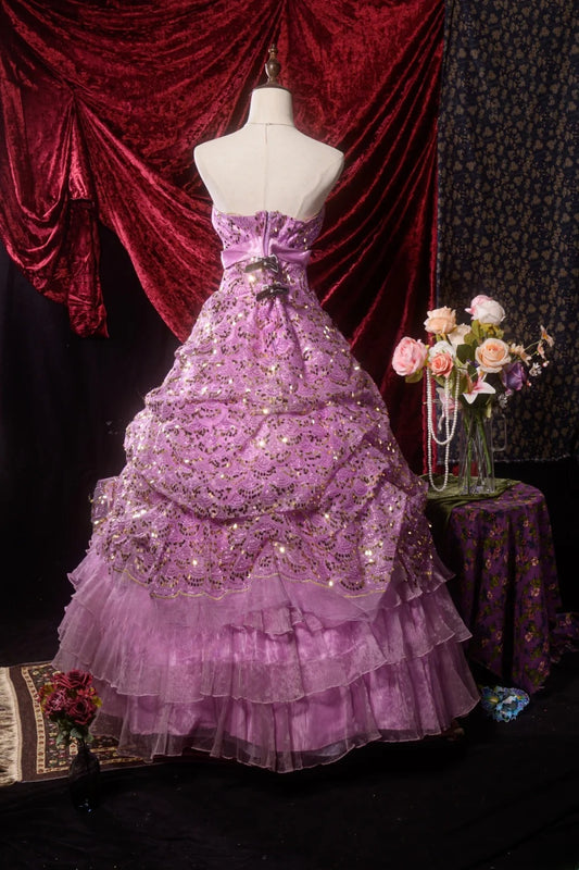 Pretty Ball Gown Sweetheart Lilac With Sequin Long Quinceanera Dresses For Sweet 15 15 Anos Gown Formal Outfits RB8639