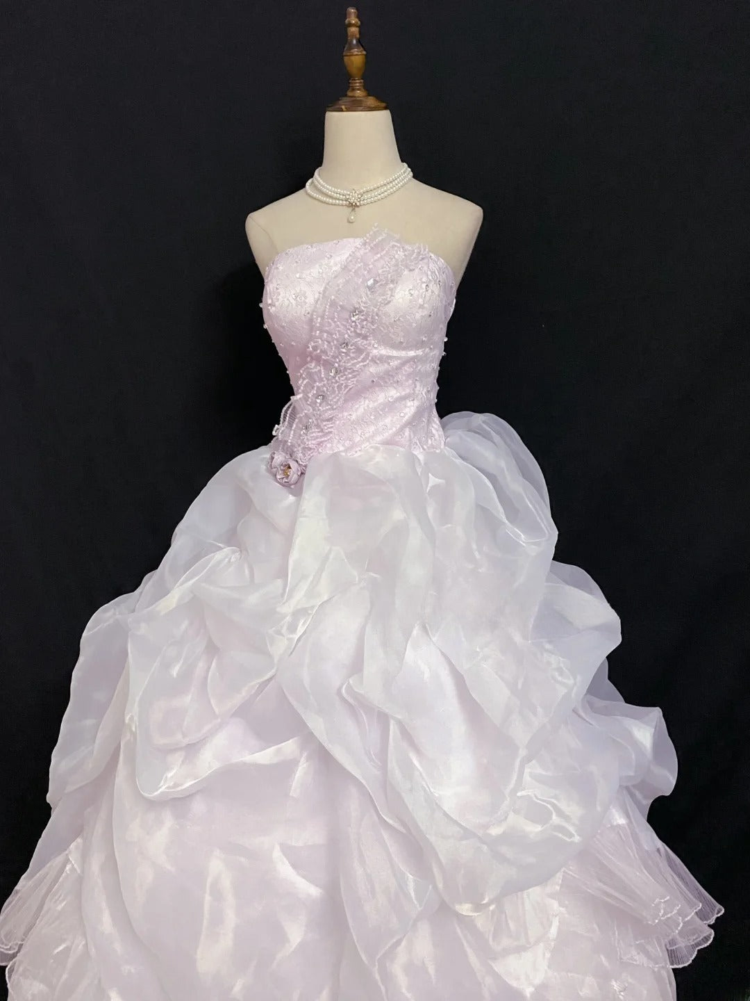 Princesses Fairytale Ball Gown Strapless Lilac With Flowers Tiered Quince Dress Quinceanera Dresses Formal 16th Birthday Outfit RB7950