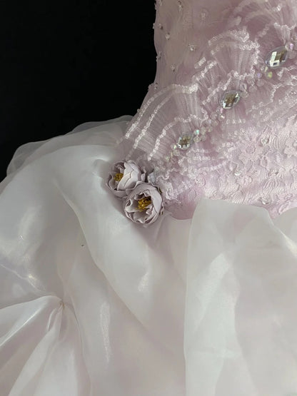Princesses Fairytale Ball Gown Strapless Lilac With Flowers Tiered Quince Dress Quinceanera Dresses Formal 16th Birthday Outfit RB7950