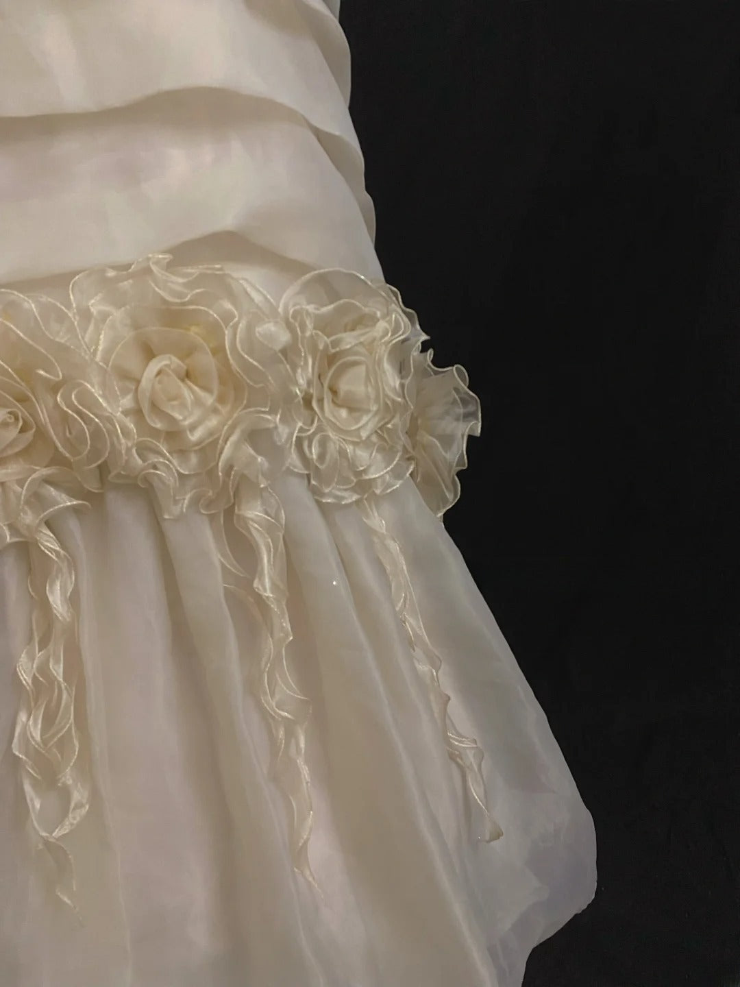 Vintage 80s Mermaid Strapless Organza Ivory With Flowers Wedding Brides Gown Bridal Dress Wedding Dresses RB7754