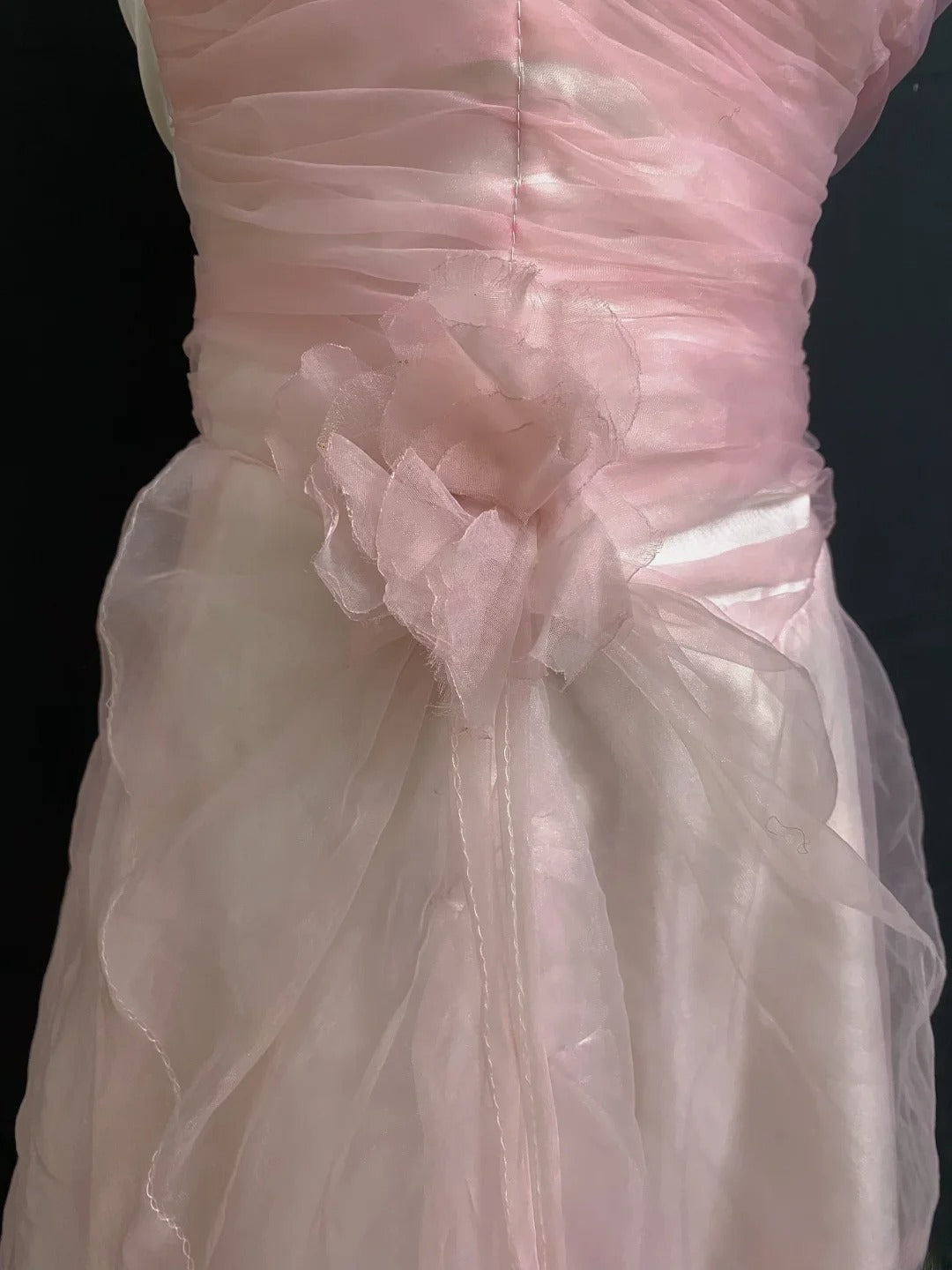 Vintage 80s A Line Spaghetti Straps Pink Tulle Long Prom Dresses Formal Outfits Evening Night Dress RB7956