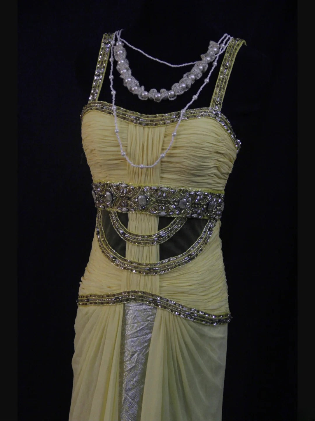 Retro 1950s Mermaid Straps Yellow Chiffon With Silver Beads Long Prom Dresses Inspo 22th Birthday Outfit Formal Dress AS500