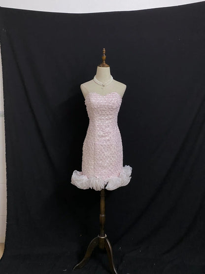 Cute Homecoming Dresses Outfit inspo Sheath Strapless Pink 16th Birthday Cocktail Dress Ideas Outfits RB7959