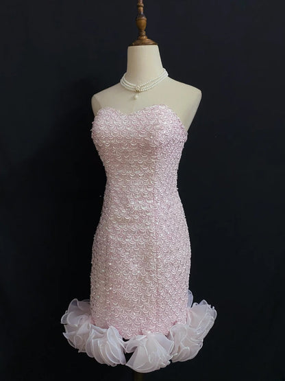 Cute Homecoming Dresses Outfit inspo Sheath Strapless Pink 16th Birthday Cocktail Dress Ideas Outfits RB7959