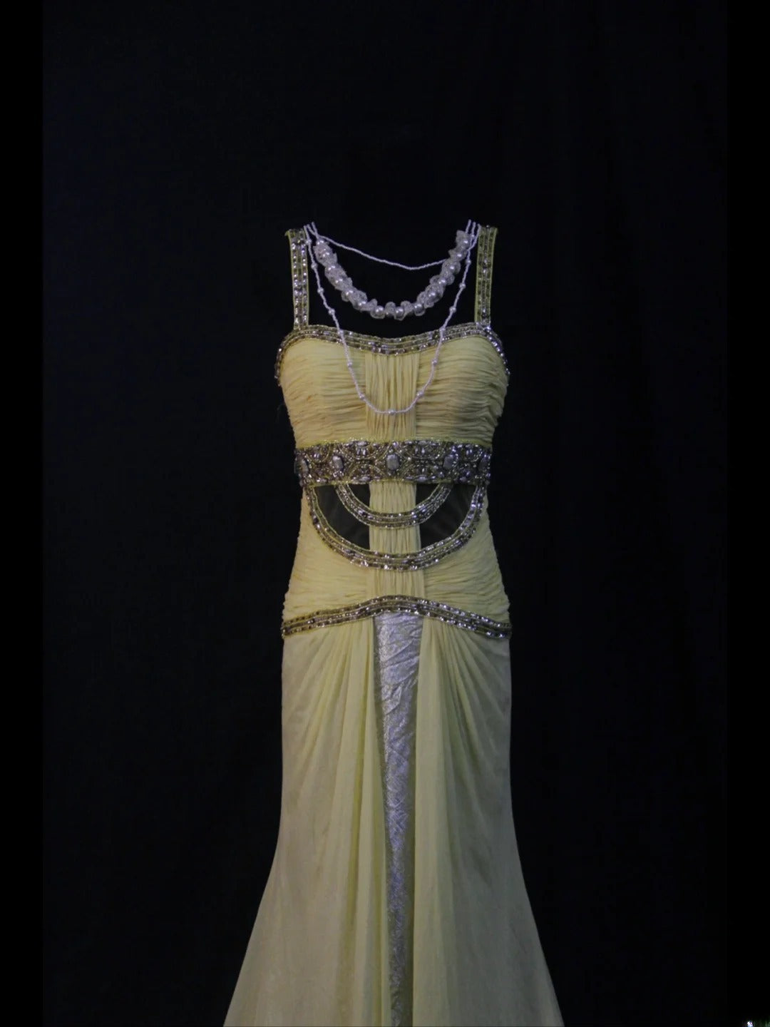 Retro 1950s Mermaid Straps Yellow Chiffon With Silver Beads Long Prom Dresses Inspo 22th Birthday Outfit Formal Dress AS500