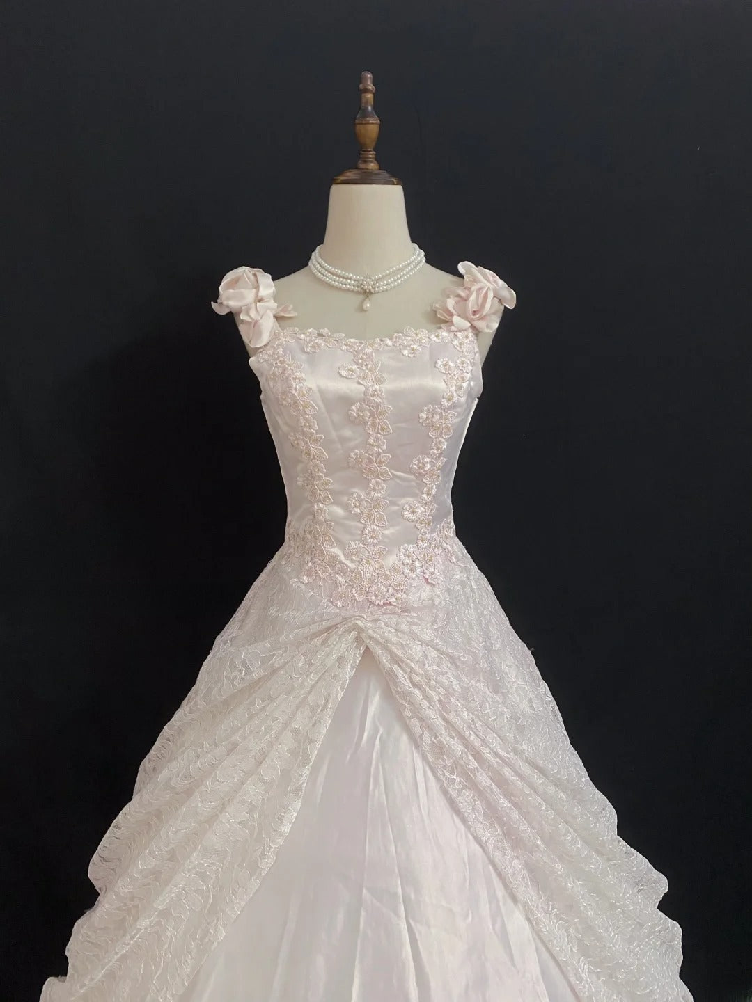 Princesses Fairytale Ball Gown Straps Sweetheart Pink Lace Long Quince Dress Quinceanera Dresses Formal Birthday Outfits RB7963